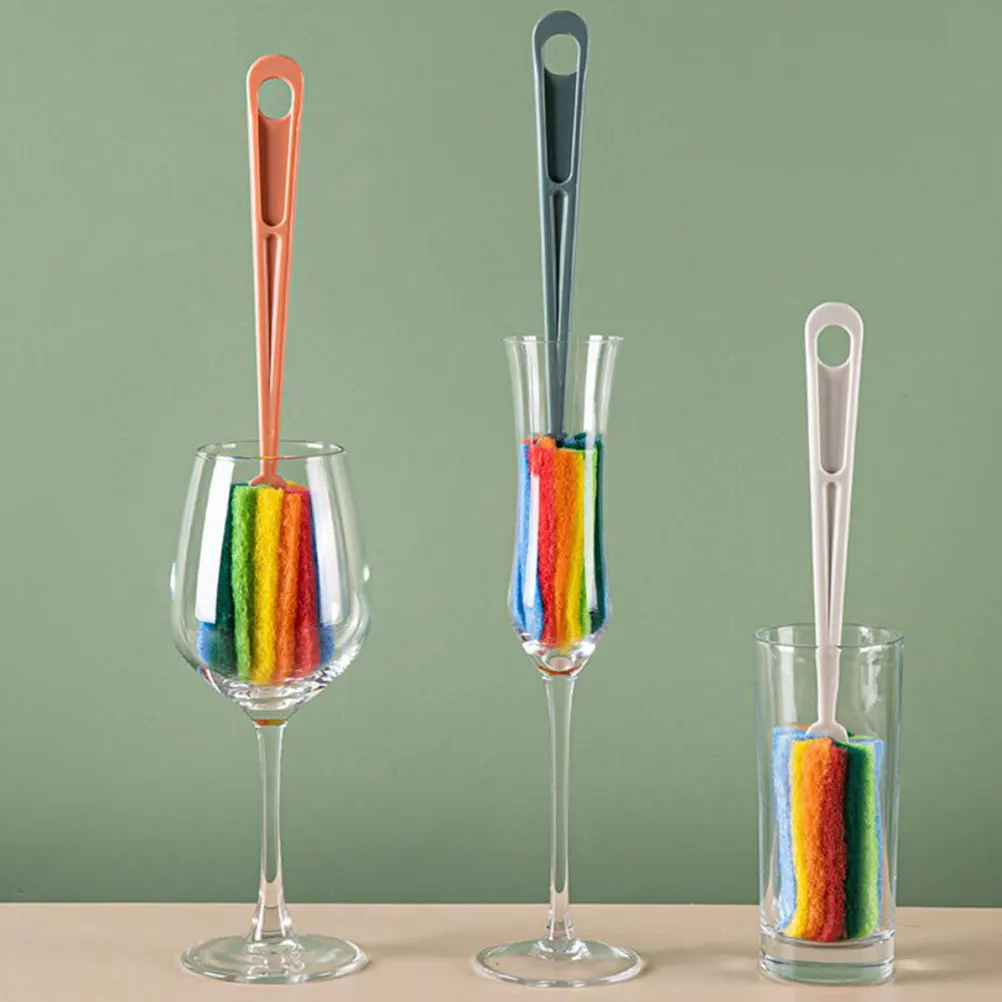 

3 Pcs Cleaning Brush Kitchen Long H Cup Bottle Cleaner Scouring Pad Household Soft Bristles Durable Material