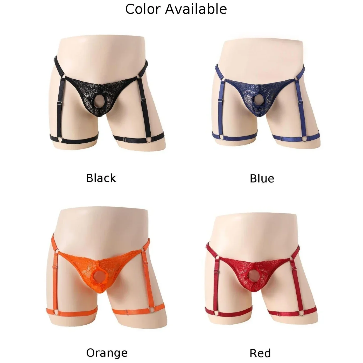 Lace Backless Harness Underwear With Garter Sexy Briefs Wearable Pants For Women Men Couples Open Peni Hole Strap On Panties A5