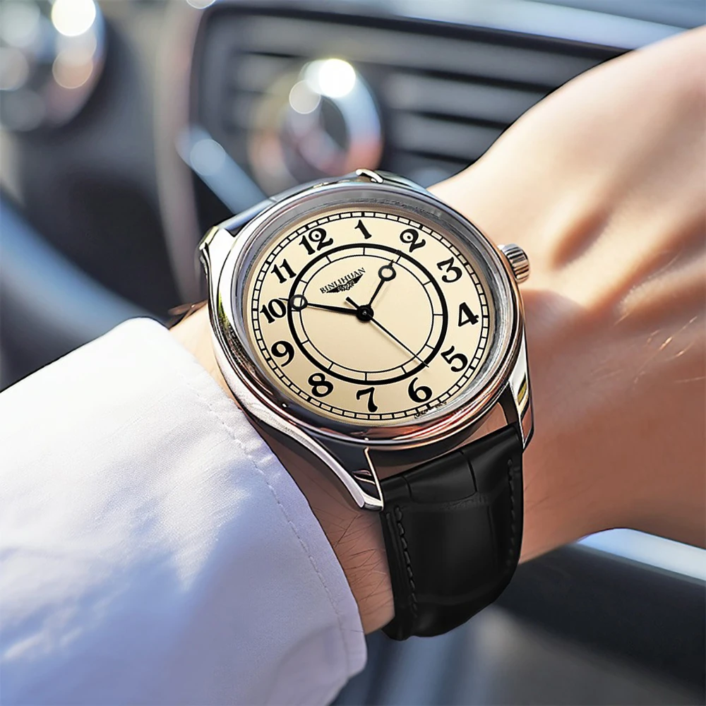 ساعة يد رجالية عصرية كلاسيكية من الجلد كوارتز تناظرية للأعمال هدية عيد ميلاد ديكور يومي