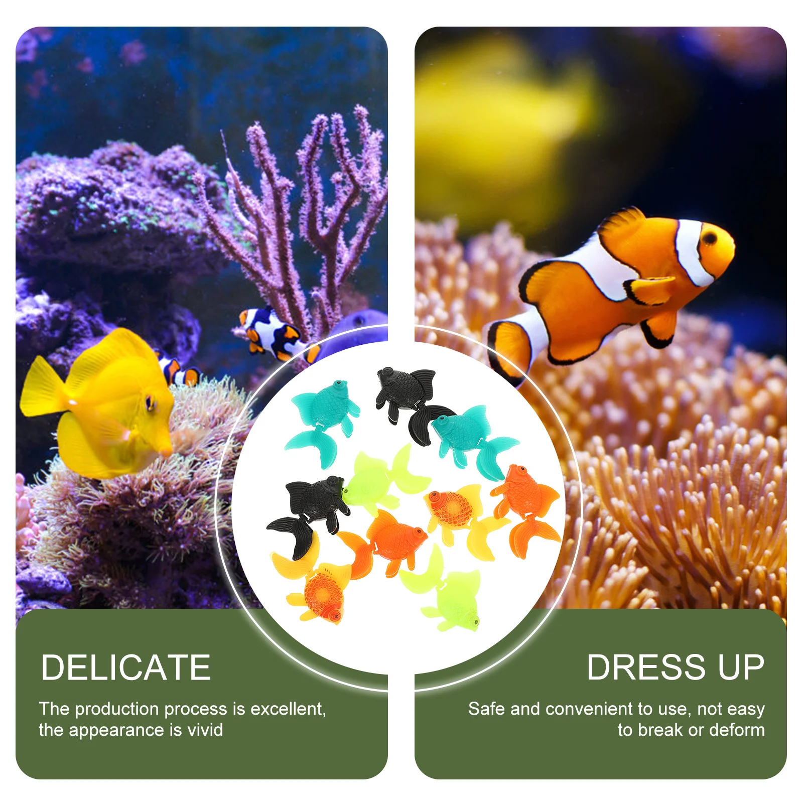 

10Pcs Artificial Fish for Aquariums Durable Movable Tail Realistic Detail Create Beautiful Aquascapes Artificial Fish