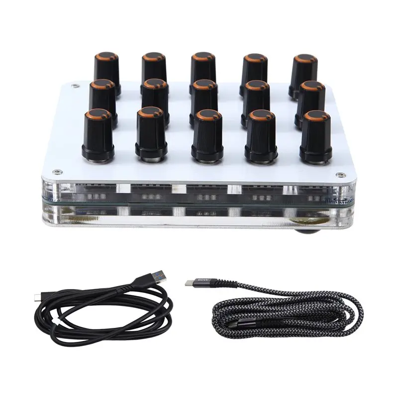 A96I-CC Information Volume Control 15 Knob Knobs, USB-C Interface, Custom Music Host Software, MIDI Controller