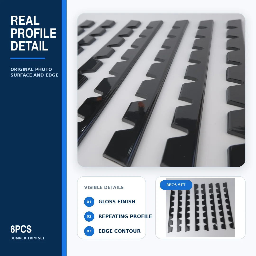 8PCS Universal Anti-Scratch Front Bumper Guard Strips, Protective Trim with Double-Sided Tape No Drilling for Car Truck SUV