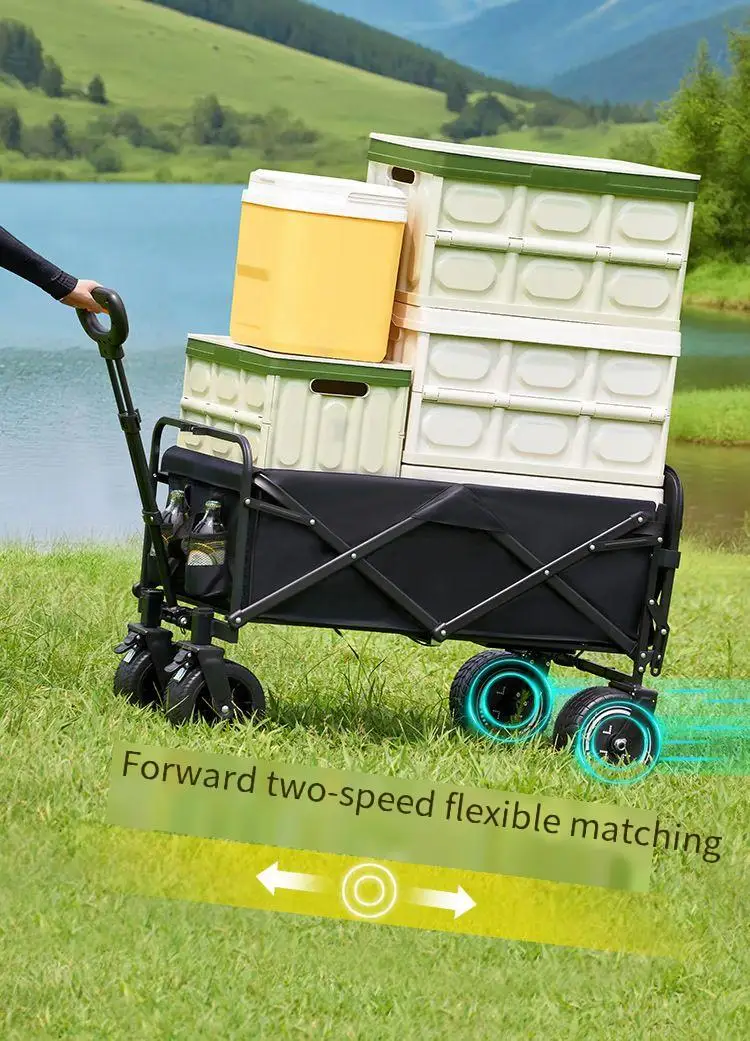 

New Electric Foldable Foldable Utility Van Cart Trolley Customizable OEM Outdoor Beach Camping Carriage Garden Trail