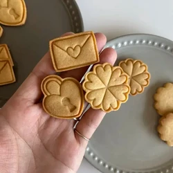 Happy Valentine's Day Cookie Cutter Cartoon Love Petals Envelope Locks Biscuit Fondant Embosser Stamp Mold DIY Cake Decoration