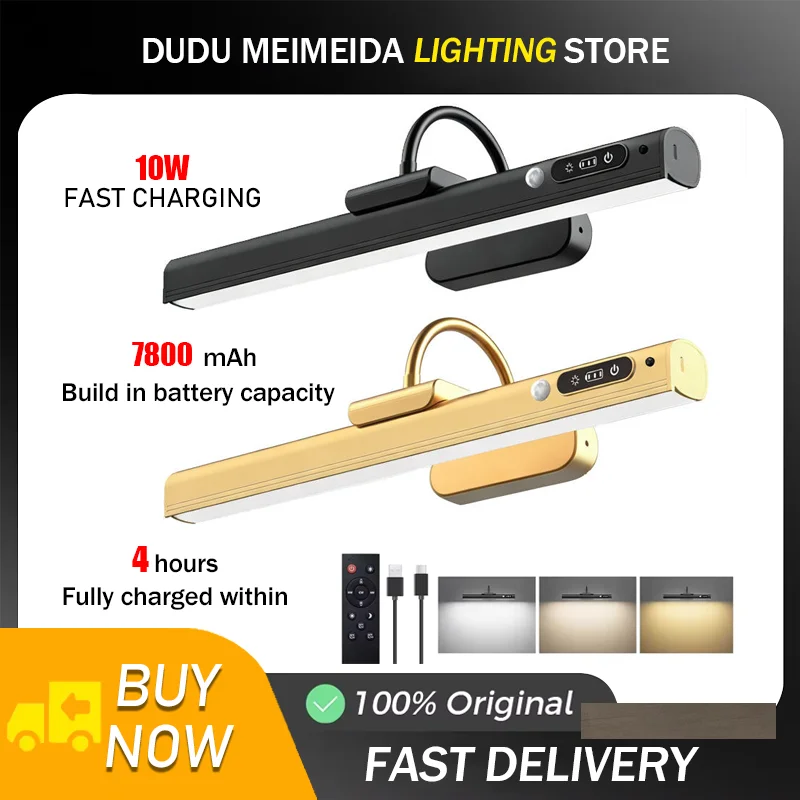 Dimmable Cordless Picture Light with Controller Rechargeable Mirror Light Wall Sconce for Wall Pictures Gallery Artwork Painting