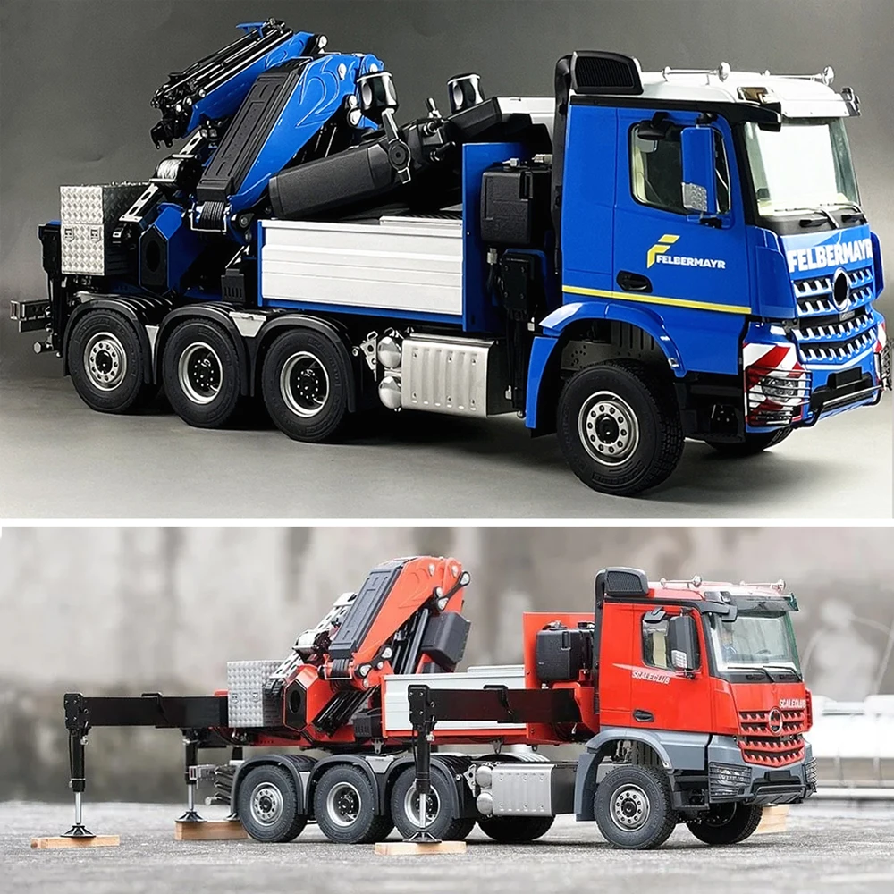 F1650 รถบรรทุกเครนไฮดรอลิก 1/14 8x8 ไฮดรอลิก RC รถบรรทุกโลหะรุ่นวิศวกรรมเครื่องจักรเครนรุ่นด้านหลังพวงมาลัย RC รถ