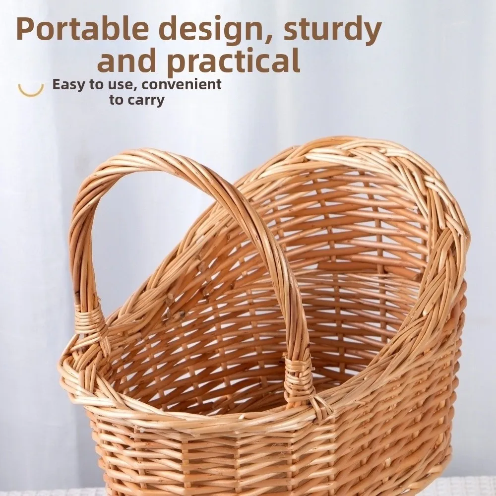 Woven Flower Basket Stroller Shaped Large Candy Basket Floral Rustic Floral Arrangements Baby Carriage Planter Home Decor