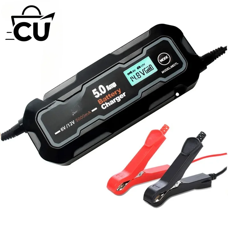 High Power Smart Battery Charger 6V 12V 5A with Pulse Repair for Car Lead Acid AGM Battery Maintainer