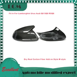 Stick On/Replacement Real Carbon Fiber RearView Side Mirror Cover W/WO Side Assist For Lamborghini URUS For Audi Q8 RS Q8 18-22