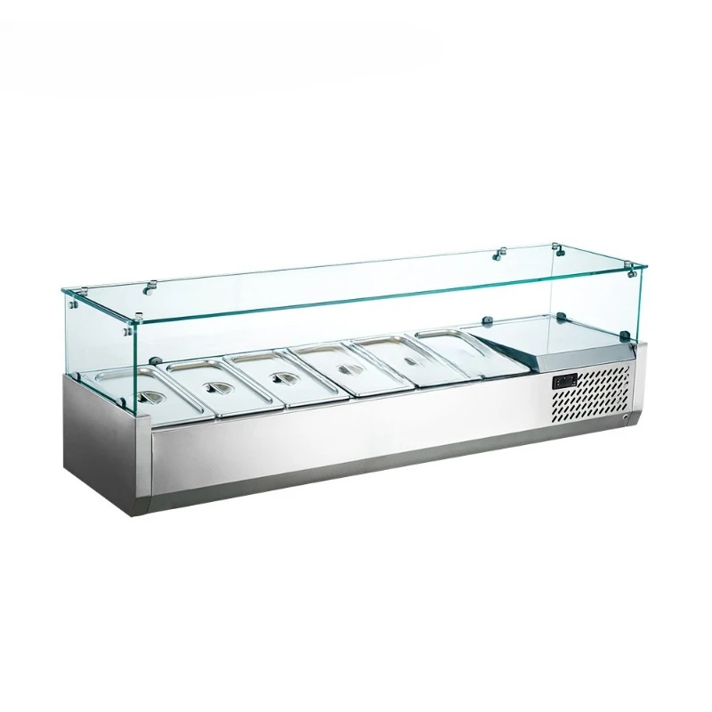 

Stainless Steel Countertop Buffet Glass Refrigerated Display Cooler Containers Salad Bar