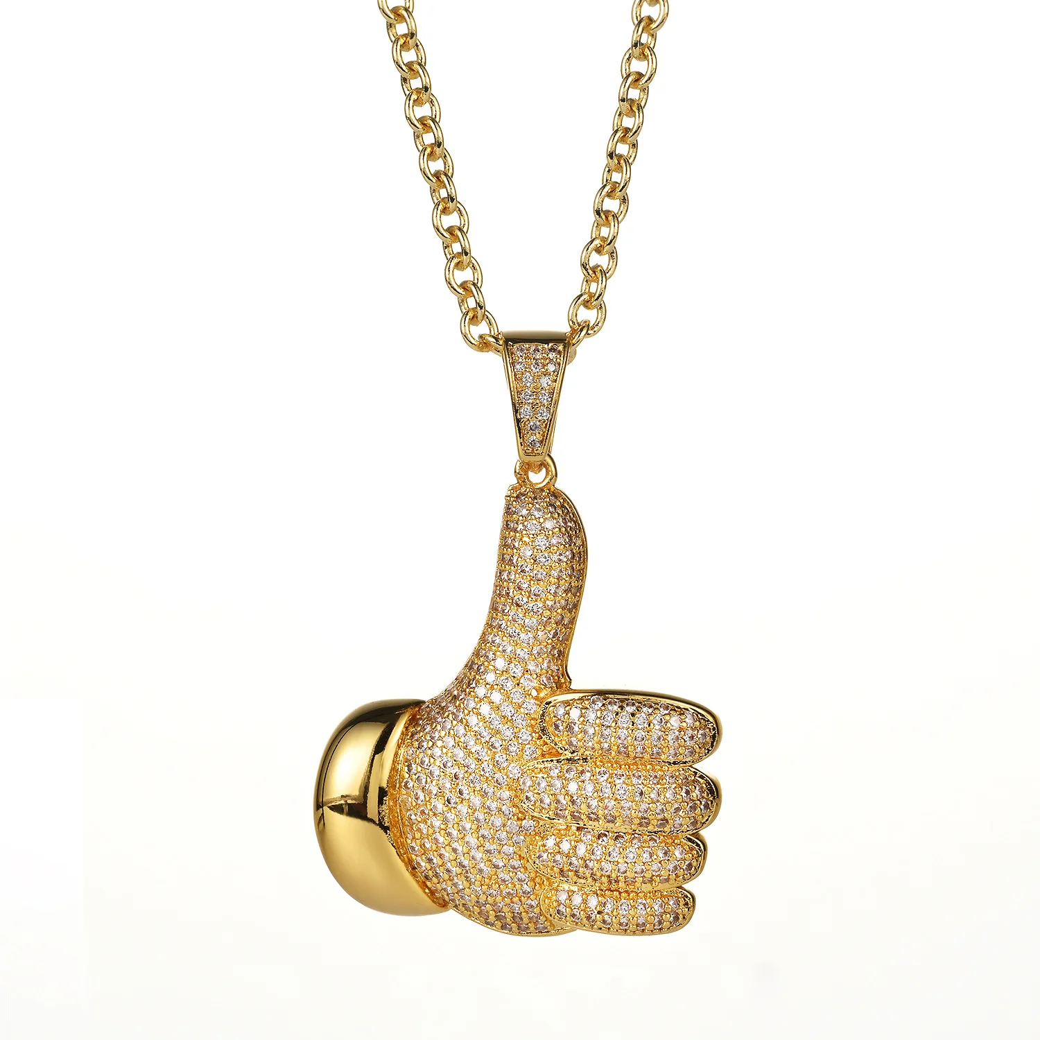 

New Hip-Hop Full Diamond Zircon Large Signet Gold-Plated Pendant, Men's Cuban Chain Necklace, Fashion Trendy Jewelry Gift