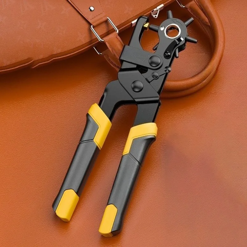Hole Punch Pliers Leather Belt Card Puncher Multifunctional 360° Adjustable Punching Plier Portable Labor-saving Punchers