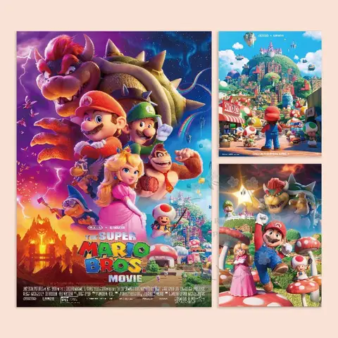 M-Mario Brothers Galaxy Movie Poster Peripheral Bedroom Room Decoration Painting Wall Sticker Hanging Painting Kids Gifts