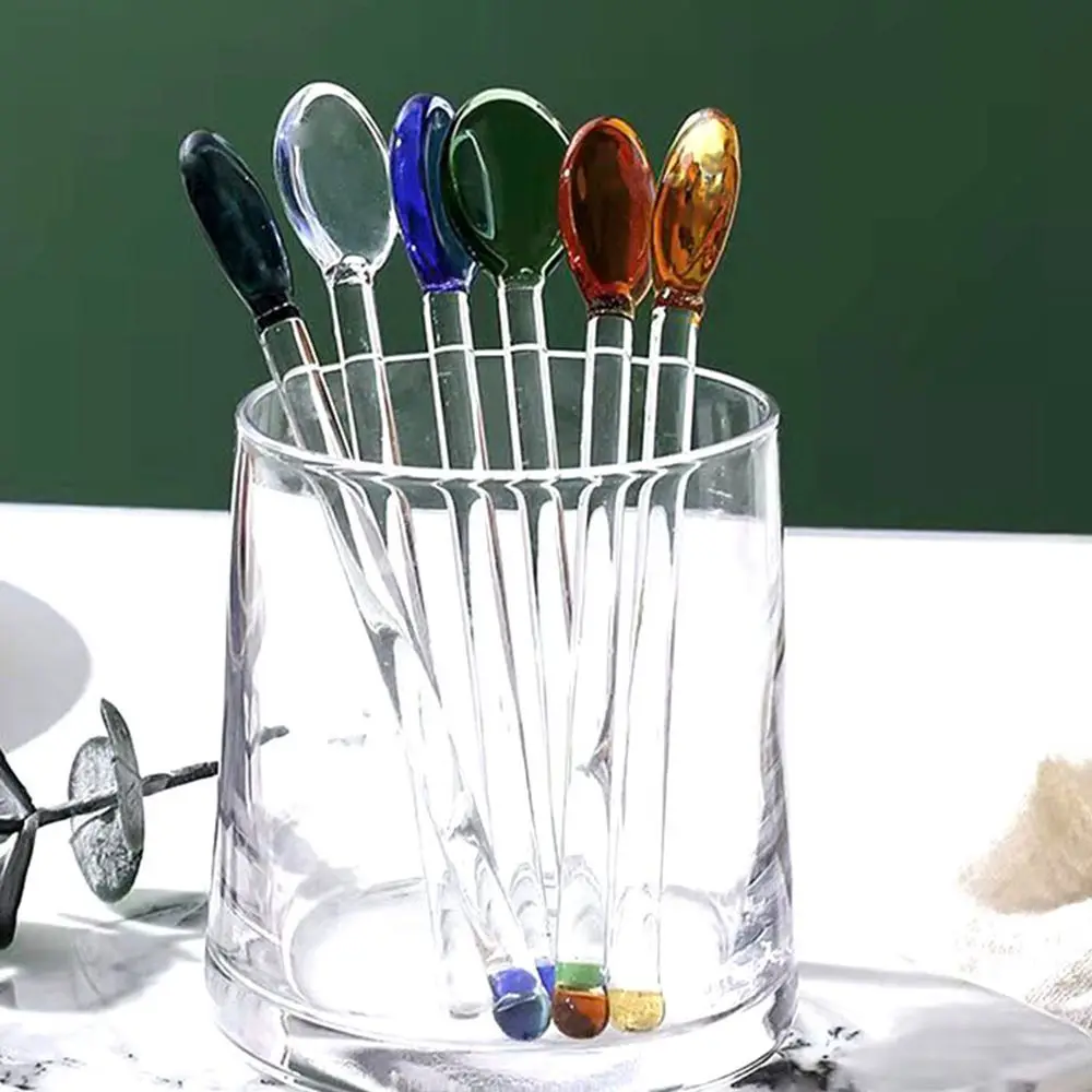Kitchen Stirring Tool Heat-Resistant Glass Teaspoon Stirrer Coffee Scoop Scoop