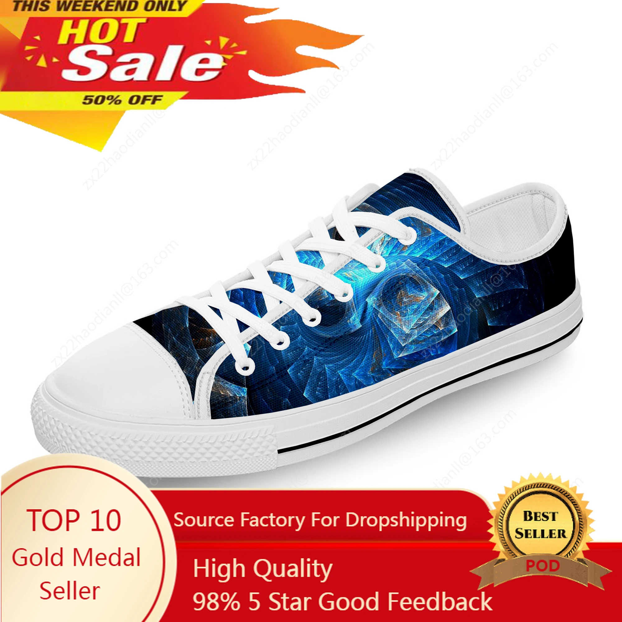 

Fractal Dawn Graphic Funny Cool White Cloth Fashion 3D Print Low Top Canvas Shoes Men Women Lightweight Breathable Sneakers