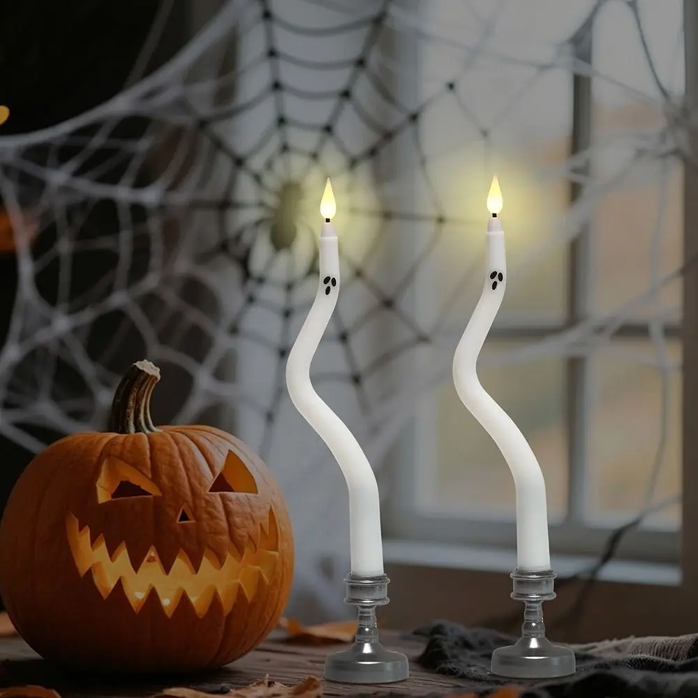 S-Shaped LED Electronic Candles Long Pole Flickering Fake Candles Battery Operated Remote Control Table Decor Candles
