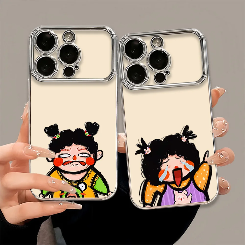 Sad girl with braids For iPhone 15 14 13 12 11 Pro Max Plus Large Window Hard Shock Case