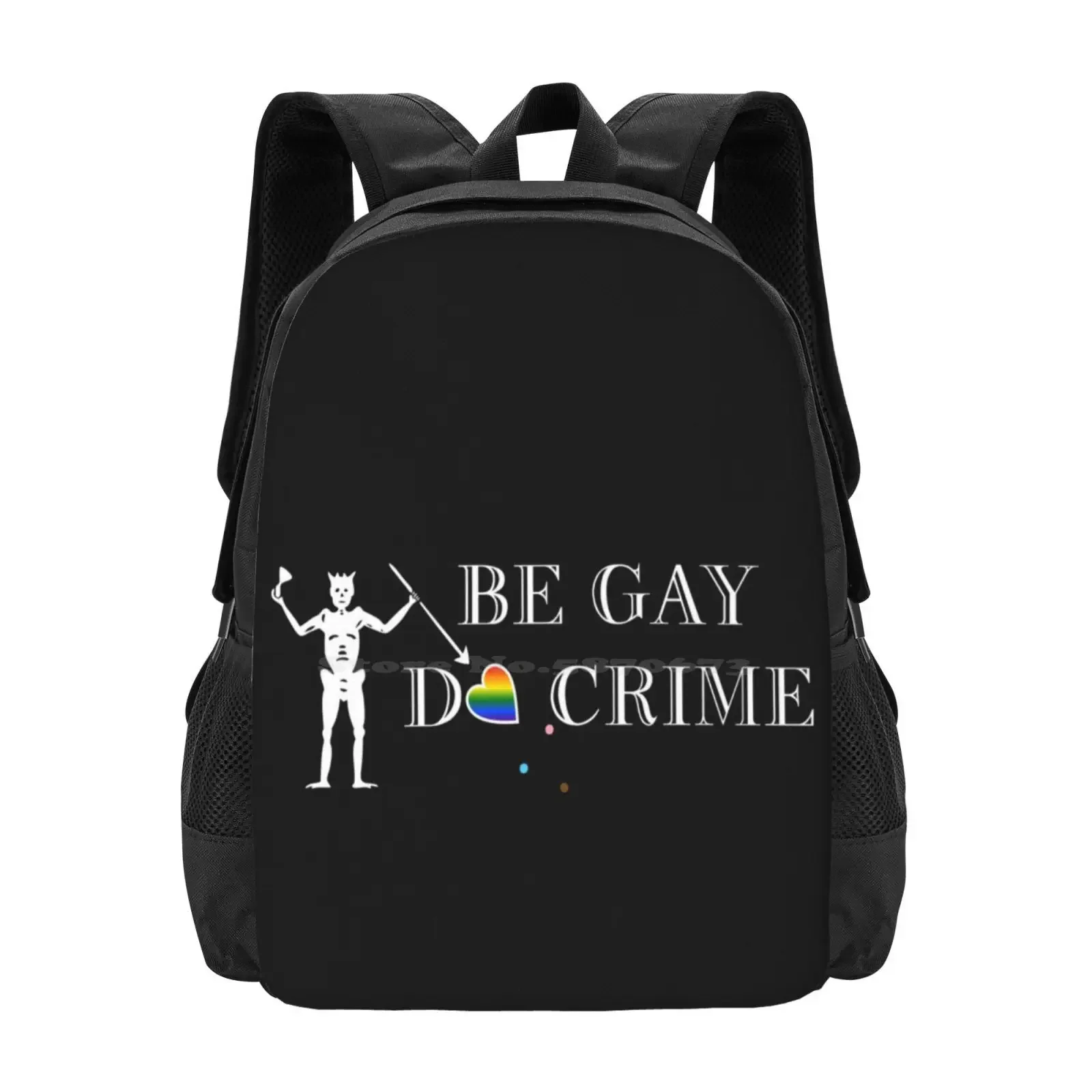 

Be Gay, Do Crime (Black Background) Hot Sale Schoolbag Backpack Fashion Bags Be Gay Do Crime Ofmd Our Flag Means Death