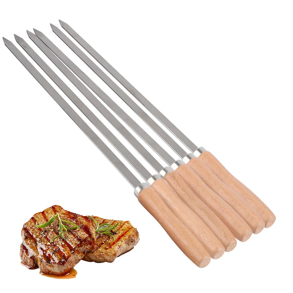 Szaszłyki do grillowania 6 szt. Narzędzia do grillowania na świeżym powietrzu Profesjonalne szaszłyki do grillowania ze stali nierdzewnej 340 Długie szaszłyki do grillowania