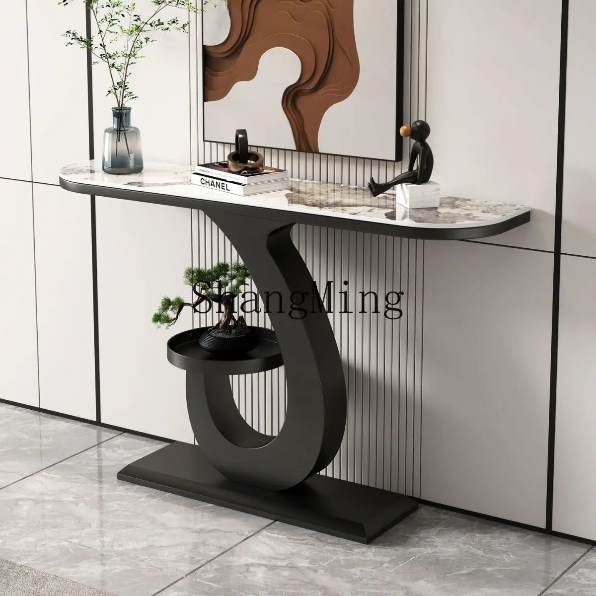FG light luxury slate entrance table simple modern entrance living room corridor end view table against the wall entrance table