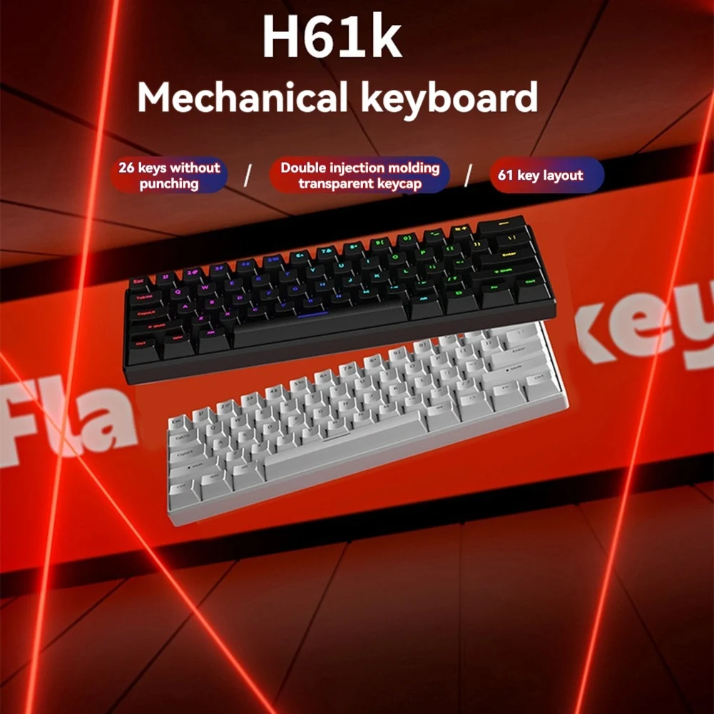 N34R_Bürozubehör Gaming-Tastatur Weiß Rot Achse