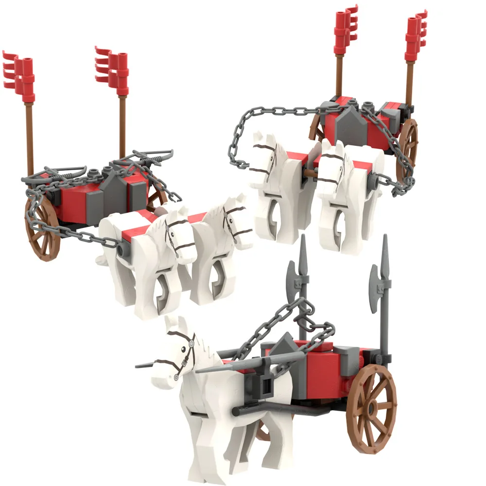 Mittelalterliche Ritterkutsche MOC Bausatz: DIY-Kutsche, Militärtransport-Bausteine - Kreatives Lernspielzeug Geschenk