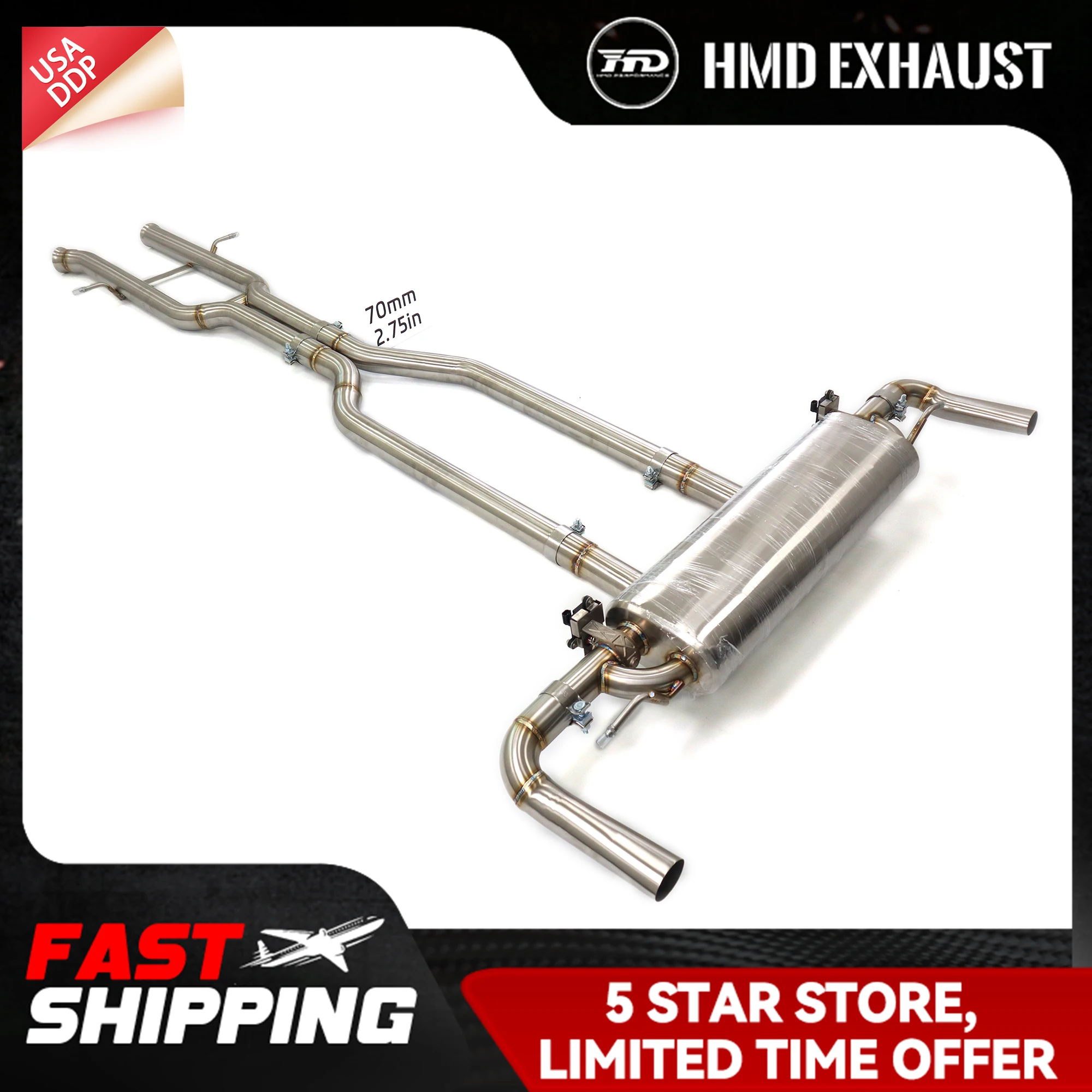 

HMD for Mercedes Benz ML500 W166 Catback Stainless steel Exhaust pipe Electronic valves Increase pipe diameter ﻿