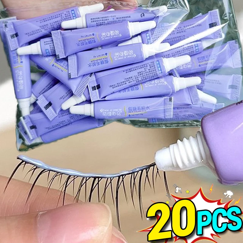 Mini pegamento para pestañas de secado rápido con juego de pinzas, pegamento adhesivo blanco duradero resistente al agua para pegamento para extensión de pestañas, cosméticos