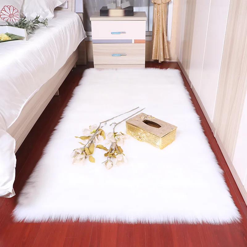 

Carpet Anti-slip Luxury Soft Fur Bedside Carpet Fluffy Shaggy Solid Area Rug Yoga Mat Chair Sofa Cover Door Mat
