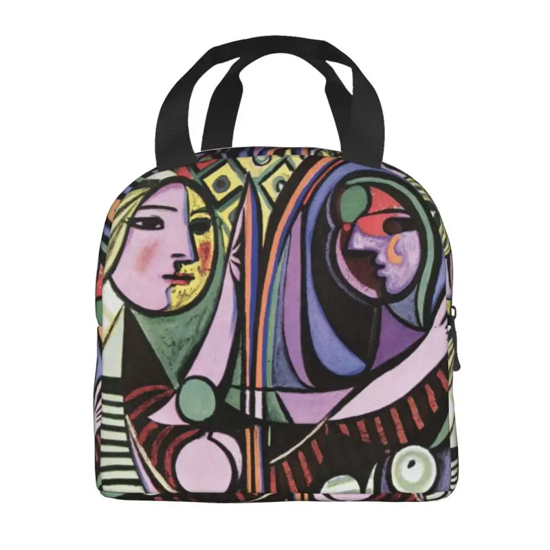 Pablo Picasso Girl Before A Mirror Insulated Lunch Tote Bag for Women Portable Cooler Thermal Bento Box Work School Travel