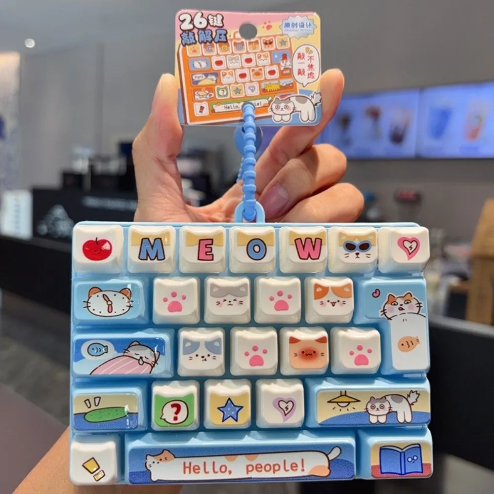 Animals 26 Keys Keyboard Keychain Cartoon Pressable Keys Keyboard Clicker Keychain Creative Clicker Sound