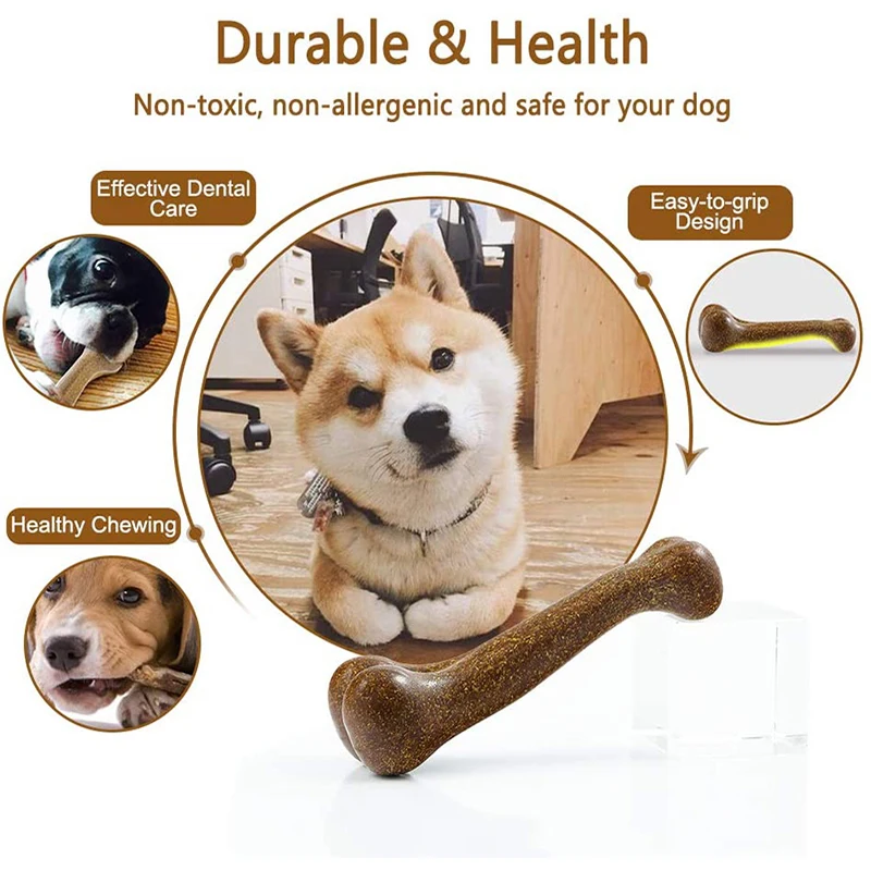 Nearly Indestructible Dog Bone Natural Non-Toxic Anti-bite Puppy Toys For Large Dog Small Medium Pet Chew Game Dental Care Stick