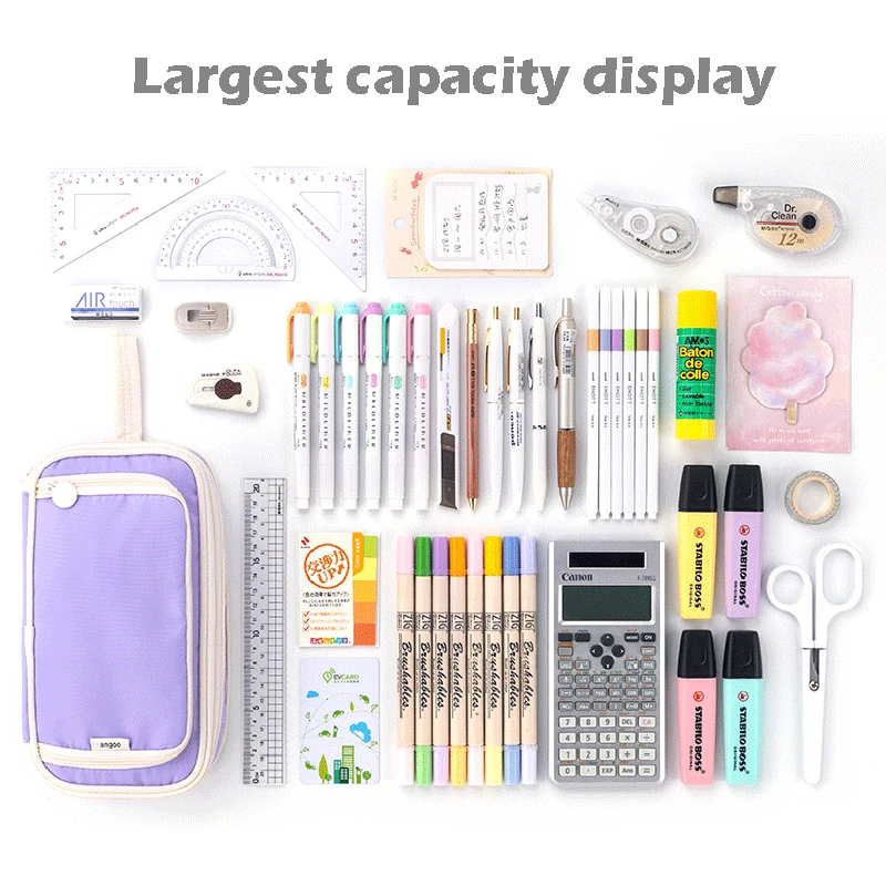 Trousse à Crayons Kawaii à 3 Compartiments pour Fille, Boîte à Stylos, Poudres, Fournitures de Rentrée Sв, Mignon, Coréen