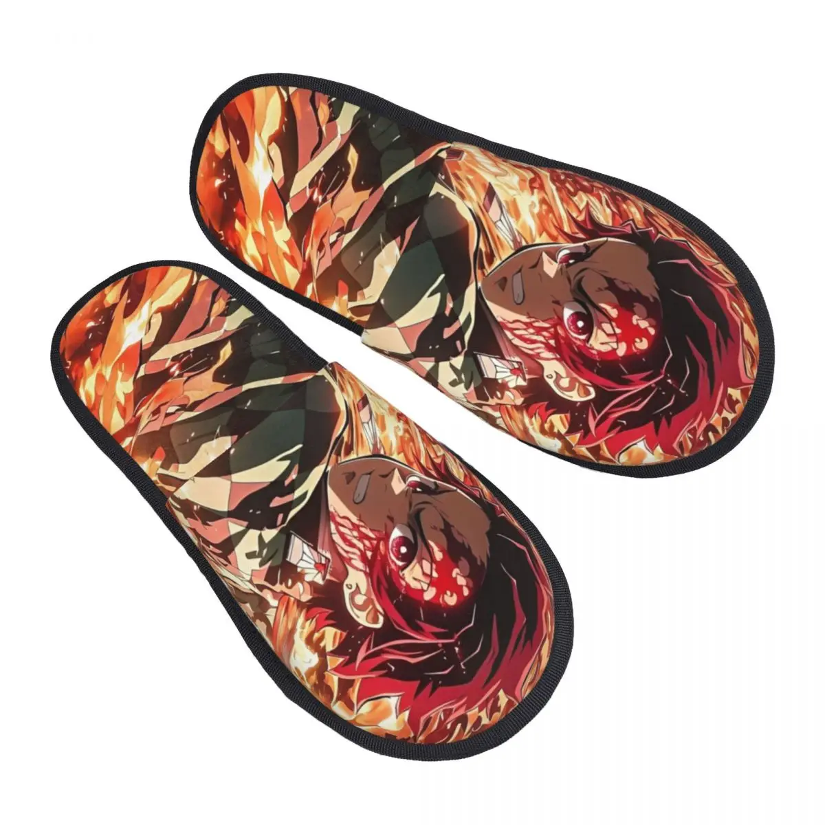 Tanjiro Kamado House Slippers Non-slip Anime Demon Slayer Cozy Household Fur Slippers Slides Living Room