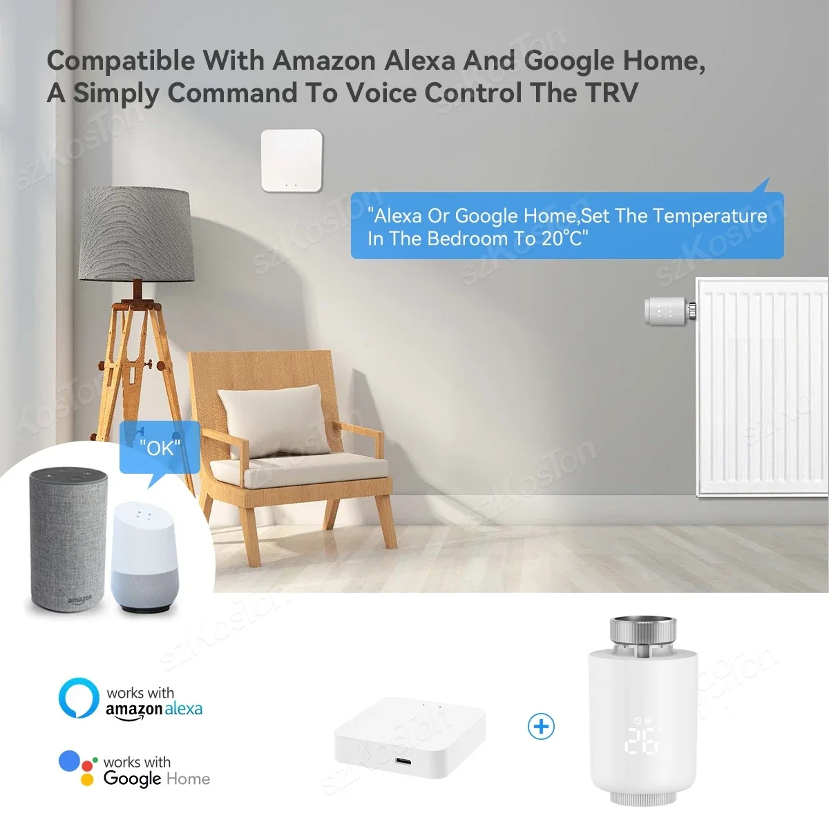 Tuya Smart Home ZigBee Radiator Actuator Temperature Controller TRV Thermostatic Radiator Valve For Alexa Google Home Assistant