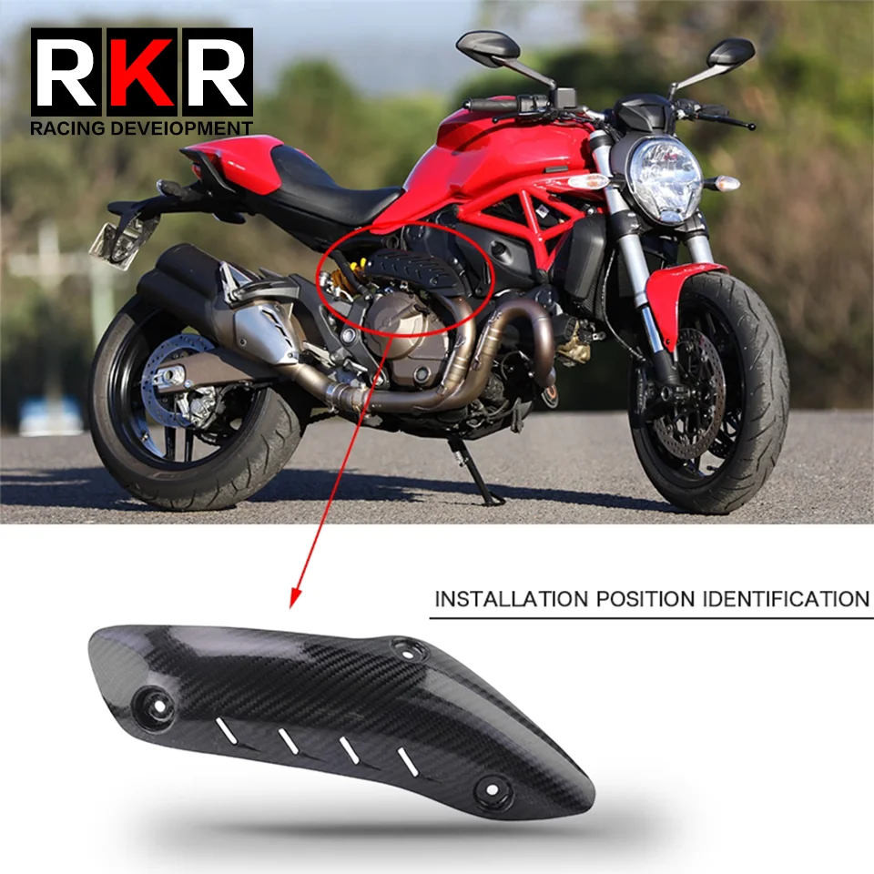 

Motorcycle Exhaust Muffler Pipe Carbon Fiber Anti-Scalding Shell Guard Heat Shield Cover for DUCATI Monster 821 1200 1200R 1200S