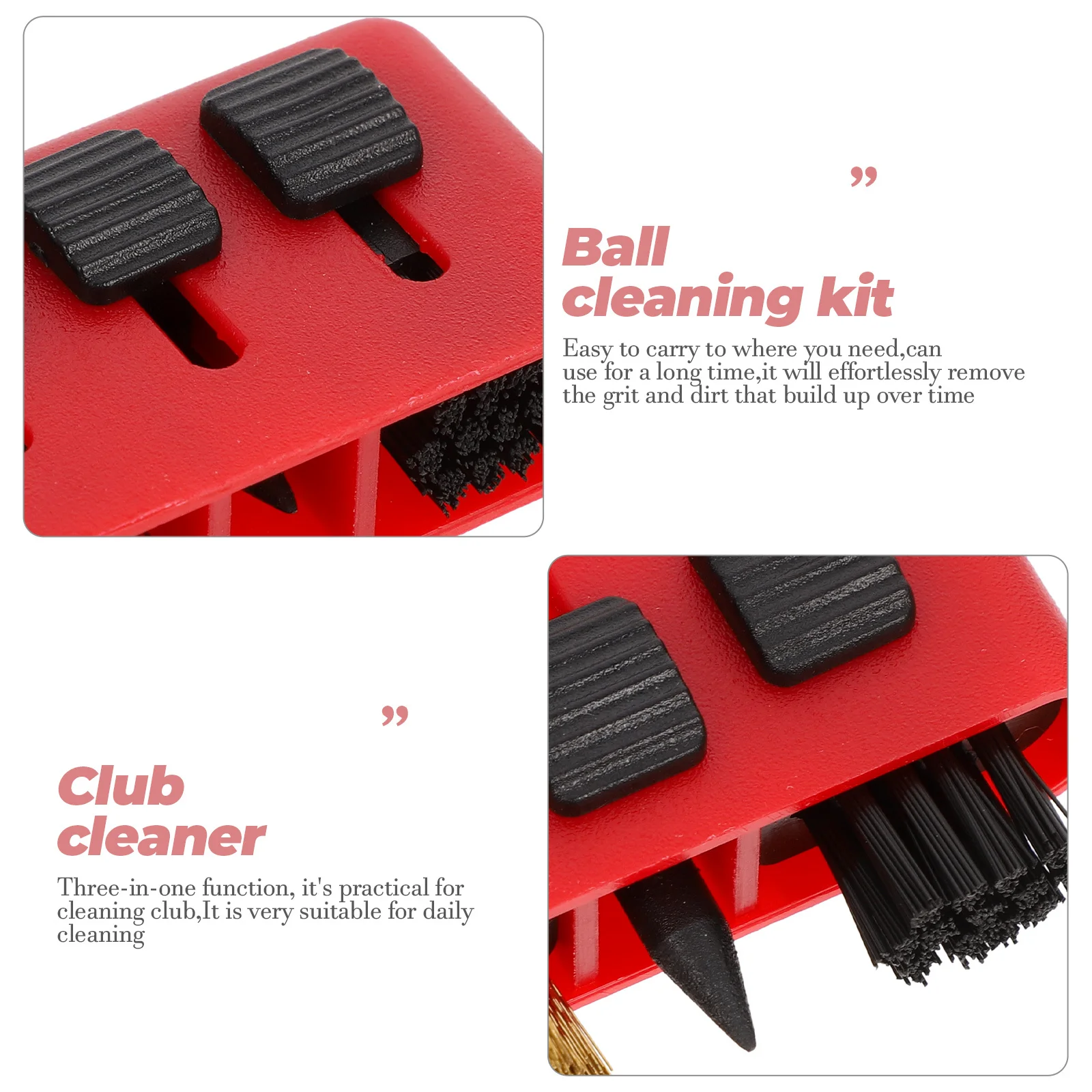 

4Pcs Golf Club Groove Cleaning Brush 3 in 1 Tool for Club Head Ball Cleaner Compact Strong Material Maintenance Kit