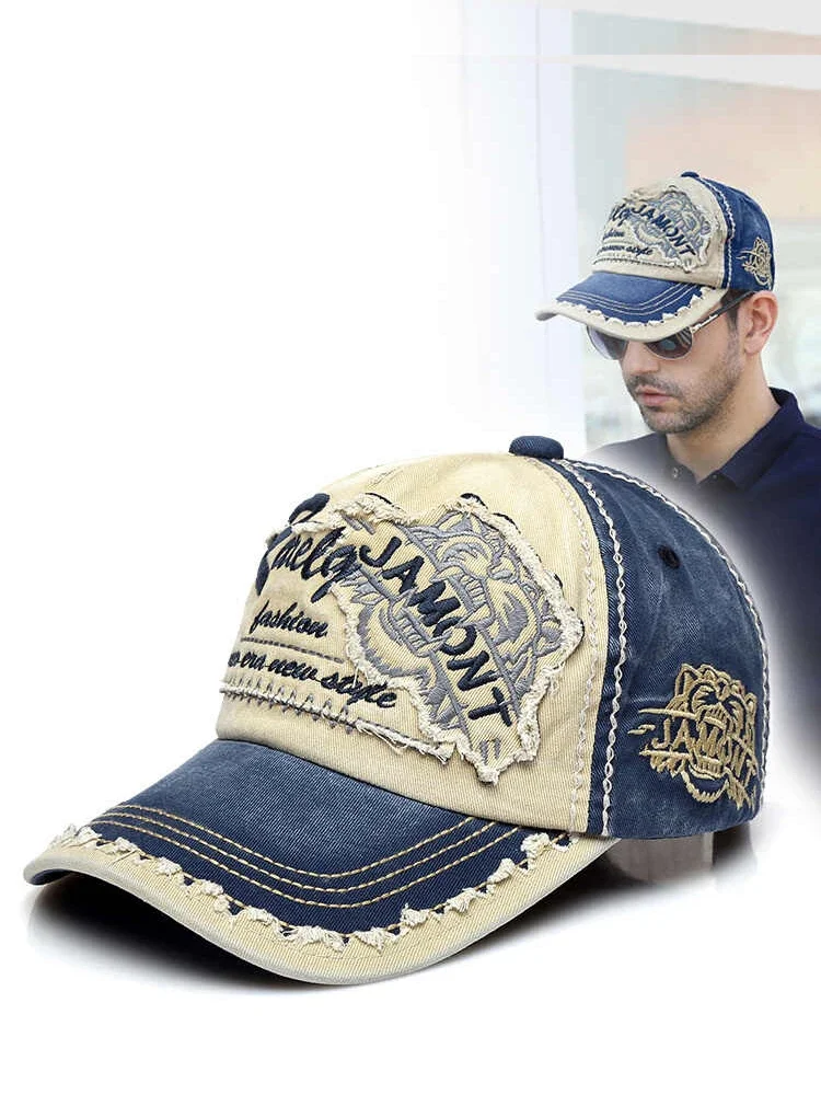 호랑이 머리 자수 야구 모자, 야외 레저용 면 태양 모자 남여 유럽 및 미국 스타일 ​