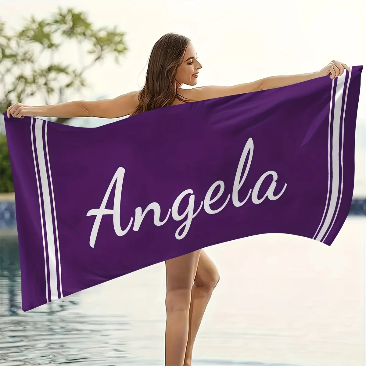 1pc Custom Name Beach Towel Personalized Microfiber Towel for Wedding Party Souvenir for Beach Swimming Bath Yoga Seaside
