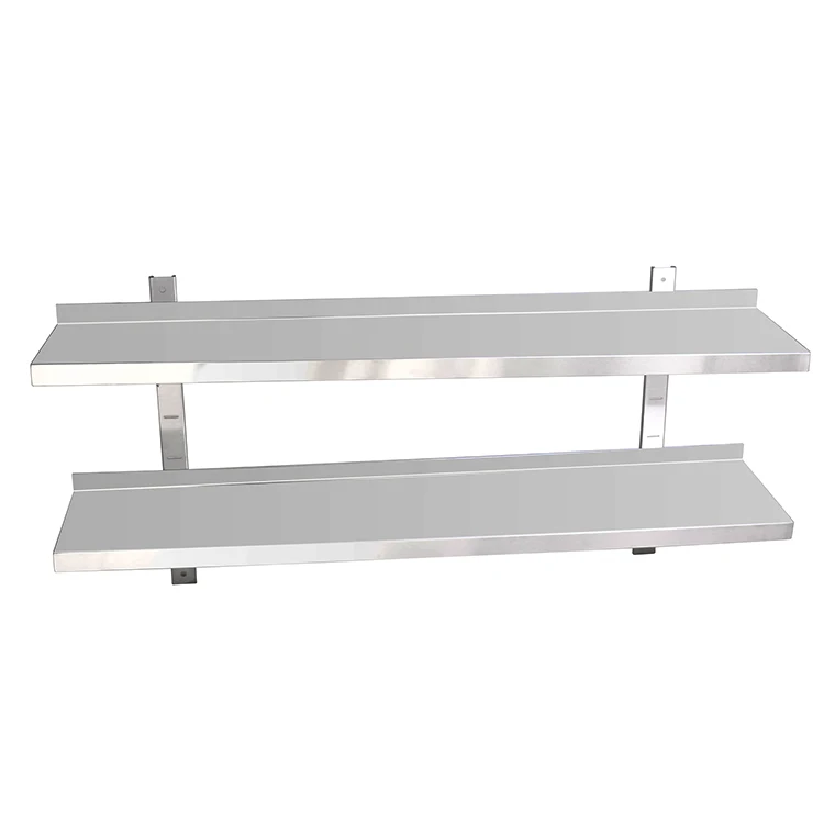 Stainless steel shelves for shopping malls and supermarkets double layer wall shelf