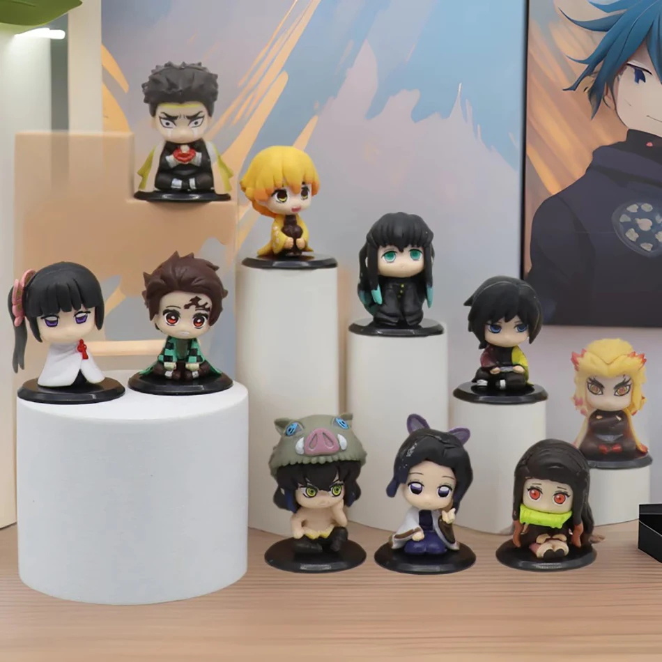 5 estilos/juego, versión Q sentada, muñeco fantasma Demon Slayer, Tanjiro Nidouzi Inosuke Zenizu, figura de acción, modelo de película, juguetes, muñecas
