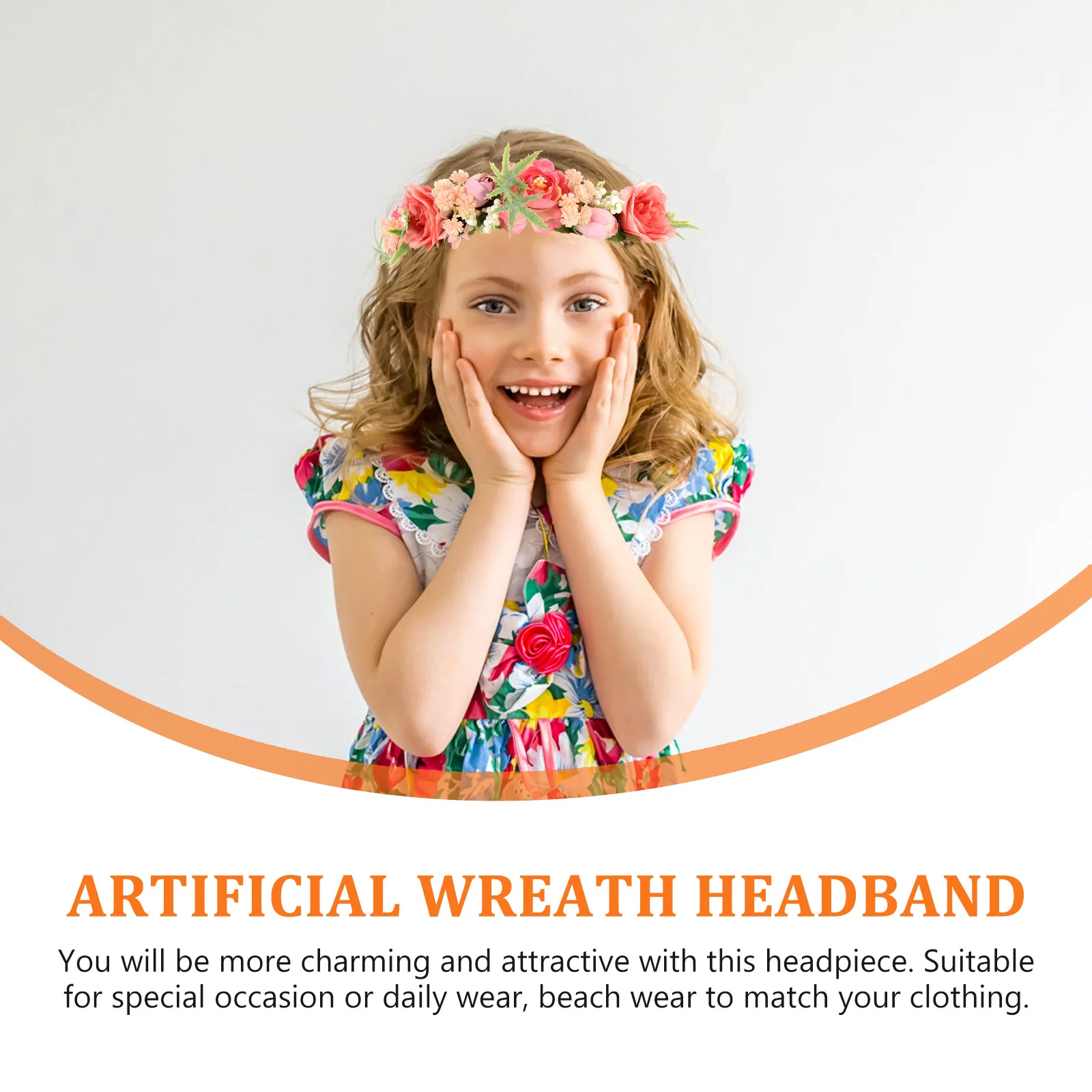 

Flower Crown Headband Artificial Adjustable Ribbon Wreath Wedding Birthday Photography Props Floral Headdress