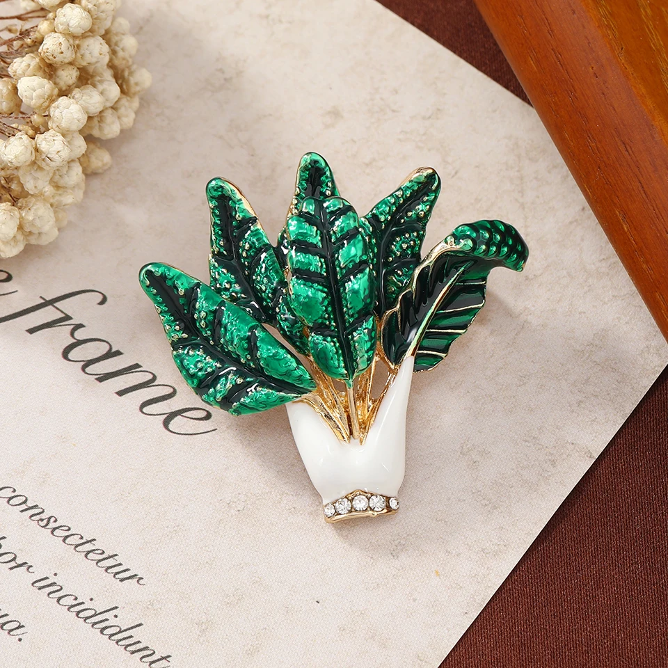 Muylinda Green Vegetable Fruit Enamel Loofah Brooch Exquisite Harajuku Shirt Collar Clip Pins Women Corsage Brooch Pin
