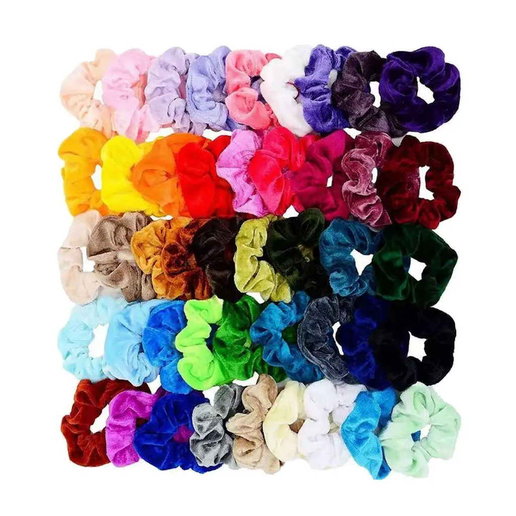 

46Pack Ladies Velvet Scrunchies Mixed Color Hair Band Hair Bobbles