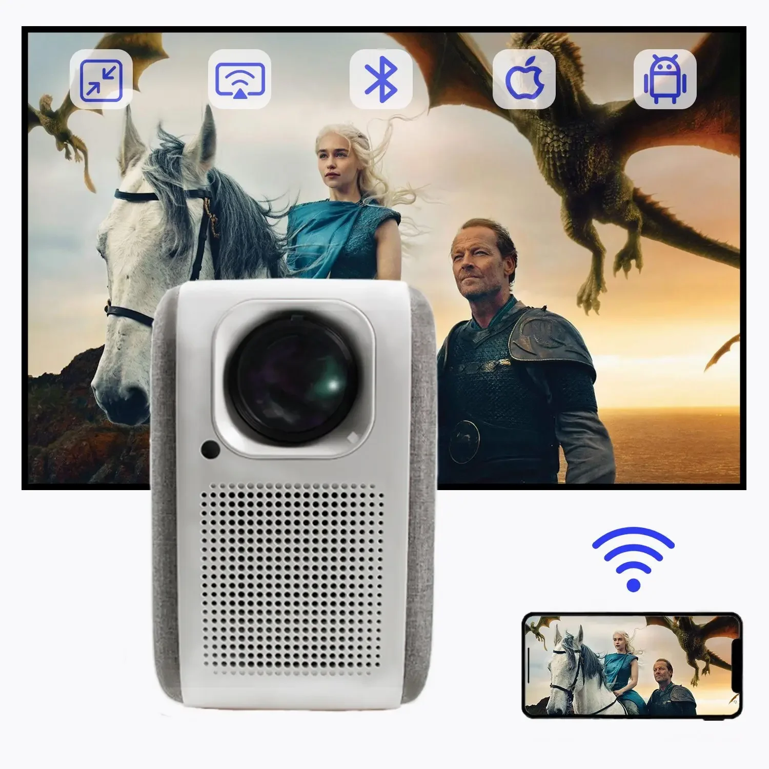 Originele gloednieuwe! Beste Goedkope Projector Mini Draagbare Slimme Projector 1080P Ondersteuning Draadloze WIFI Multimedia Android Projec