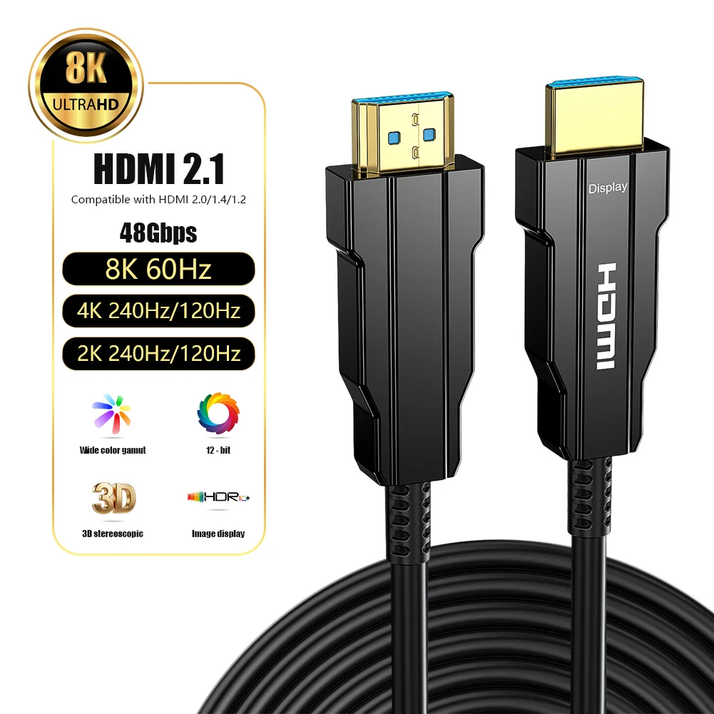 8K HDMI 2.1 Fiber Optic Cable 8K60Hz 4K240Hz HDMI Cable Dynamic HDR/eARC/HDCP 48Gbps Compatible with LG Samsung Sony TV PS5 Xbox