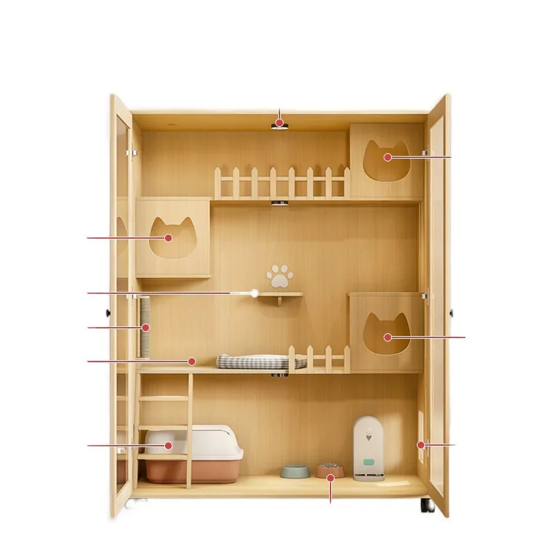 Cat villa cage household panoramic cabinet wooden  house house indoor  nest luxury  house closed