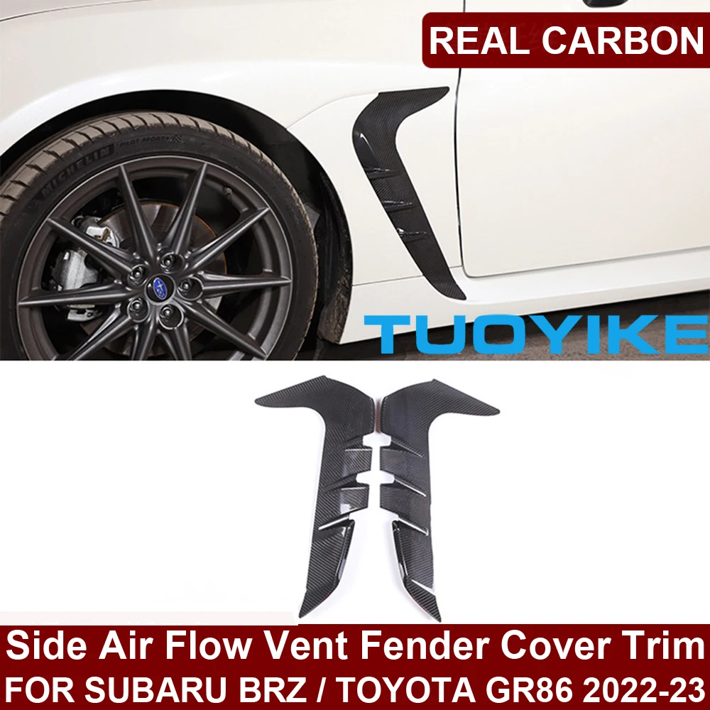 Real Dry Carbon Fiber Side Air Flow Vent Fender Splitter Trim Cover Decoration Sticker For Toyota GR86 Subaru BRZ 2022-2023