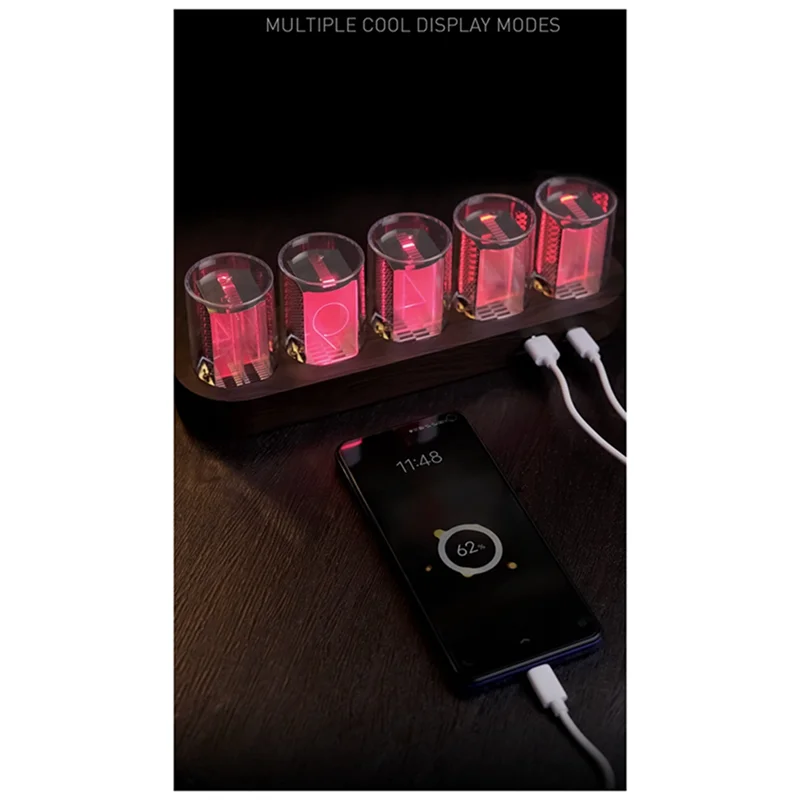 

1 Piece Digital Nixie Tube Clock With RGB LED Glows For Home Desktop Decoration C