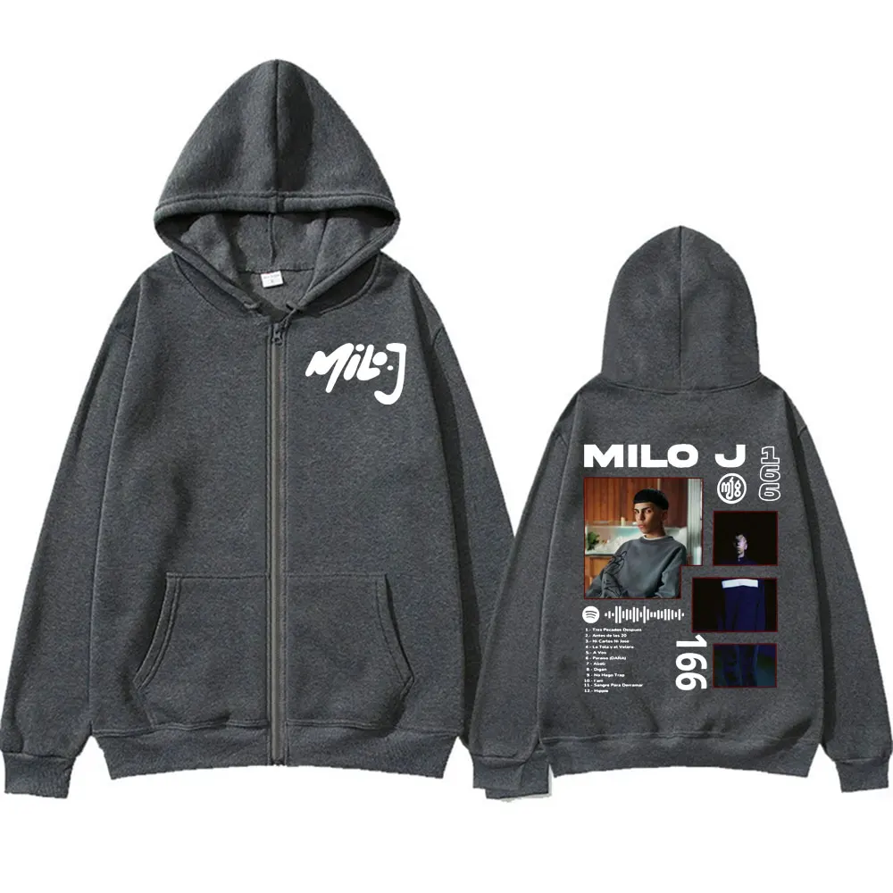 Rapper Milo J 166 Album Tour Zipper Hoodies Men Women Fashion Hip Hop Style Street Sweatshirt Jacket Casual Fleece Zip Up Hoodie